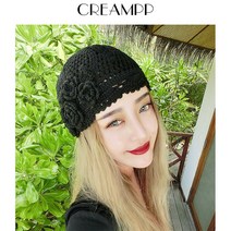 패션 액세서리 퀼트 면실 후 스트랩 플라워 펀칭 겨울모자뜨기 코바늘 비니브랜드 비니제작 손뜨개모자 여성