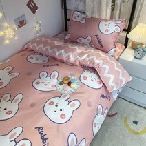 귀여운 캐릭터 이불 커버 누빔 침대커버 고밀도 이불 커버 세트 이불커버 1p + 침대시트 1p + 베개커버 1P/2P 학생 기숙사 사용 가능