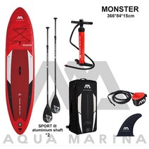 서핑 가볼만한곳 카약 AQUA MARINA 팽창식 서핑 보드 스탠드 업 패들 몬스터 수상 스포츠 딩기 뗏목 366*8, 13 SET M