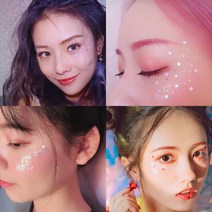 트루픽 [듀오풀 정품] 페이스 메이크업 글리터 파츠 12개입 반짝이 네일아트 크리스마스 파티 연말파티 신년회 송년회 홈파티, 글리터 파츠 시즌1, 5_디자인 E