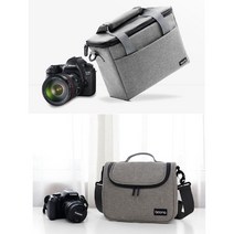BOONA 캐논 소니 니콘 후지 고프로 DSLR 필름카메라 미러리스 카메라백, 그레이, 라운드 숄더 백