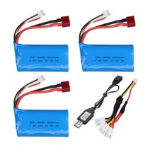 18650 7.4V 3000MAH lipo 배터리 2s Wltoys 12423 10428 12429 12401 12402 12402A RC 자동차 예비 부품 충전기 7.4V 20, 단일, 1개, 3pcs USB 3in1