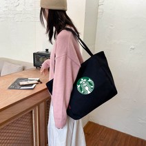 스벅 대용량 쇼핑백ins 토트 숄더 빅백 캐주얼 문예 캔버스