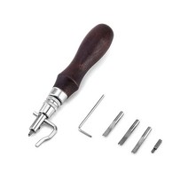 QWORK 가죽 스티치 그루버 7 in 1 조절 가능한 가죽 엣지 베블러 Leathercraft 작업 도구 세트
