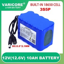 varicore 12v 10ah 18650 리튬 이온 배터리 팩 12.6v 10000mah bms 회로 보호 보드 백업 전원 공급 장치 dc 5.52.1mm