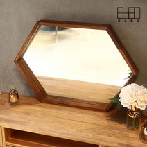 끌레오 멀바우 오크 원목 육각 벽걸이 거울 인테리어 화장대 욕실 매장 카페 CL110, 01_멀바우 원목
