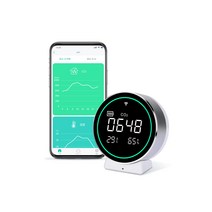 링크 재팬 eAir 이산화탄소 농도계 디지털 고정밀 CO2 센서 NDIR 방식 스마트폰 연동 온습도계 부착 원격 조작 탁상형 국내 메이커[HomeLink 대응]