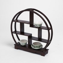 전통찻집 장식 원형 찻잔 다관 장식장 장식장소품 거실벽장식