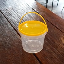 더팩컴퍼니 PP투명 원형손잡이 잠금용기 내열손잡이용기 3098(800ml) 10개 / 100개, 1박스, 100개 노란뚜껑