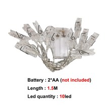 2M/5M/10M 사진 B LED 조명 요정 배터리 운영 화환 빛 크리스마스 장식 파티 결혼식, Warm White, 01 1.5m 10leds