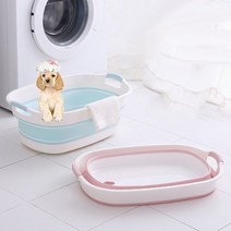 애견욕조 접이식 폴딩 파스텔 강아지 고양이 반려견 반려묘 반려동물 목욕통 가정용 스파 목욕탕 애견용품, M 화이트 핑크