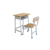 옛날 초등학교 책걸상 세트 나무 책상 의자, 주황색 학생용 책걸상 높이 65cm 고정