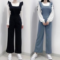 매일리룩 프릴 멜빵 점프수트 오버롤 팬츠