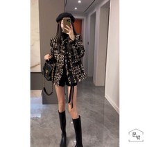 노카라트위드자켓 반코트 크롭 트위드 봄 체크 정장