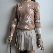 여성 편한 골프웨어 리본 삼선 니트 도톰 가을 겨울 블랙 베이지 기능성 신축성 빅사이즈