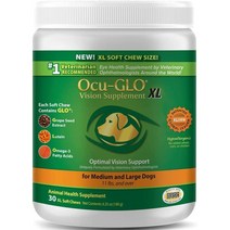 미국 직구 OcuGLO 오큐글로 강아지 고양이 눈 영양 츄 60 Vision Supplement, 30 XL 츄