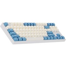 COX 게이트론 LED 게이밍 기계식 키보드 황축, 텐키리스, CK87, 크림 블루