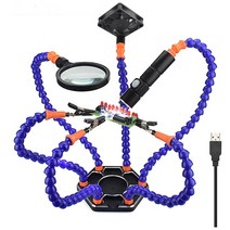 원시 책 돋보기 렌즈 부모님 복지센터 pcb 납땜 홀더 돕는 손 led 램프 전자 3x, 6 핸즈 블루 데스크