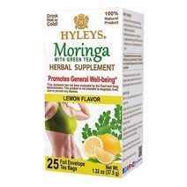 HYLEYS Tea 웰니스 모링가 올레이페라 그린티 레몬 25티백 미국직송 336797, Lemon_25 Count (Pack of 1)