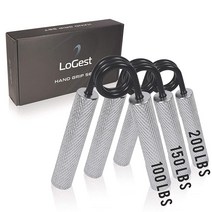 Logest 금속 핸드 그립 세트 45.4~90.7kg(100~200파운드) 3팩 미끄럼 방지 튼튼한 강화기 선물 상자 포함 훌륭한 손목 및 팔뚝 손 운동기 홈 체육관 그리퍼 강도