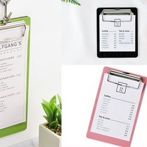 식당 테이블 메뉴 선택지 고정 클립보드 레스토랑 메모지 수기영수증 원데이클래스 필기편함, 1개, 200/검정