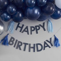 태슬장식 블루 생일축하 파티 가랜드 Blue Happy Birthday Bunting with Tassels