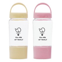 킁킁펫 강아지 산책 물통 반려동물 물병 300ml, 연노랑&핑크 (총 2개)