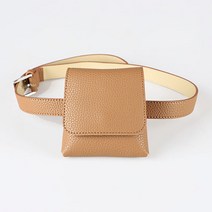 SIMPLE 미니 사각 골프공 주머니 케이스 골프 벨트 힙색, 브라운