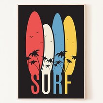 서핑 하와이 캘리포니아 장식 벽 인테리어 해변 Surf 여름 바다 소품 액자, 05. 화이트