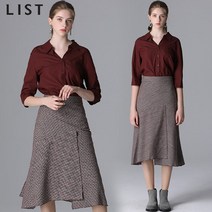 리스트 리스트 슬릿 포인트 언발란스 플레어 스커트