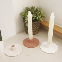 [바보사랑] 심플 원형 도자기 촛대 (3color), 옵션:화이트