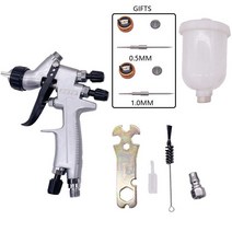 페인트스프레이건SUTU Spray Gun Mini 931G 1.2MM Nozzle 400CC Tank With Paint Mixing Cup+Adapter Spray, 05 silver Nozzle set