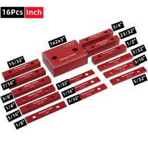 작업다이 목공 작업대 작업 테이블 인치 설정 블록 높이 게이지 세트 톱 설정 미터법 바, 16pcs 인치 상자 없음