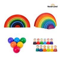 타이니월드 KC인증 발도르프 4종셋트 - 무지개 반달스텝 인형 빅볼(원색), 단품없음