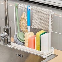 편안생활 주방 싱크대 수세미 거치대 물빠짐 받침대 행주걸이, 쿨 화이트, 1개