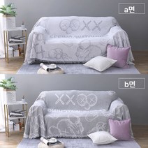 북유럽 그래피티 유럽식 소파 커버 방진 침대 커버 ins 스타일 모던 매트 심플 불규칙 소파 매트, 그레이 화이트 참깨 스트리트 폴리 코튼