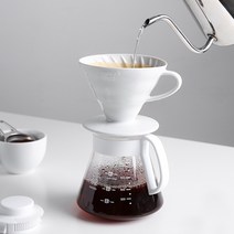 하리오 V60 세라믹 핸드드립세트 3-4인(화이트) XVDD-3012W