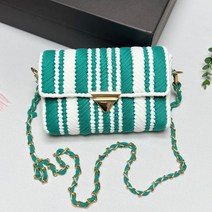 도두리 diy가방만들기 코바늘 네트공예 하마나카망 네트망 망뜨개 집콕 취미 키트 패키지 스트라이프패턴, 스트라이프 바다내음초록