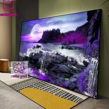 보석십자수판타지 풍경 5d 크로스 스티치 밤 바다 바다 암초 파도 비즈 도안 금전수 자수, 원형 드릴70x105cm