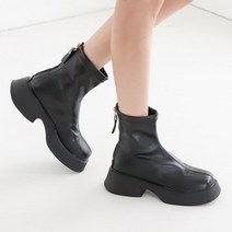 4cm 오버솔 통굽 뒷지퍼 앵클 부츠 원피스부츠 부추