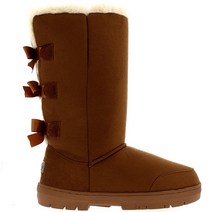 여성용 트리플렛 보우 톨 클래식 방수 겨울 레인 스노우 부츠 베이지., 11, Tan