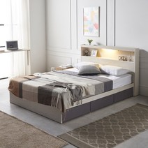 동서가구 이즈 카이 LED 수납침대 C형+55T라텍스 매트 포함 슈퍼싱글, 워시그레이