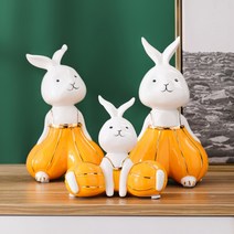 리빙테이블 도자기 토끼 일가 세식구 큐트 실내 액세서리 결혼 집들이 선물 응접실이 있다 탁상 가볍게 2497552708, 특혜복 -귤 엘로우 맹토