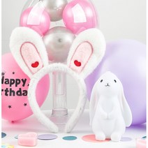 파티머리띠 파티소품 생일파티 놀이동산 머리띠 러블리 토끼 하트머리띠, 화이트, 1개