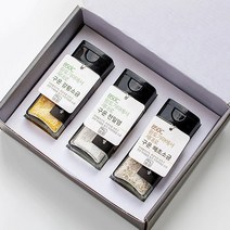정민이네샵 850도 가마에서 구운 최상급 소금 80ml 3조세트(고급박스포장 무료) 돌답례품 결혼답례품 고급선물 추석선물 명절단체선물, 1세트, 구운천일염+강황+볶음참깨 3종세트