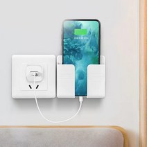 차차미 간편부착 벽걸이 리모컨 정리함 수납걸이 부착식 벽걸이 포켓 거치대 홀더 보관 꽂이, 화이트, 6개