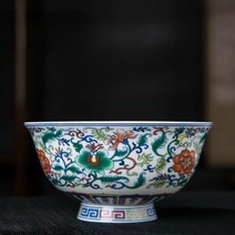Jingdezhen 에나멜 세라믹 그릇 중국 식기 본 차이나 밥 그릇 수제 아름다운 꽃 패턴 도자기 그릇 선물, 8+4.5 인치