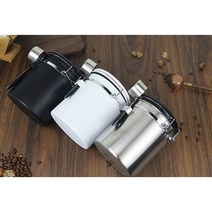 원두 가루 보관 분쇄 커피 스테인리스 소재 캐니스터 밀폐 용기 일자 기록 모던 북유럽풍 디자인, 블랙, 1.8L