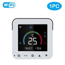 온도조절기 자동온도조절기 전기판넬온도조절기 NEO Coolcam-Tuya 와이파이 스마트 서모스탯 범용 AC 원격 제어 에어컨 LCD 컬러 백라이트 스크린 포함, WHITE 1PC