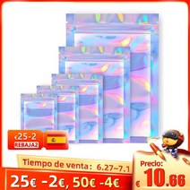 홀로그램봉투 50/100/200Pcs 홀로그램 레이저 반투명 지퍼 잠금 포장 웨딩 홈 파티 호의 쿠키 캔디 식품 패키지 파우치, [03] 14x20 cm55x8 in, [02] 100PCS